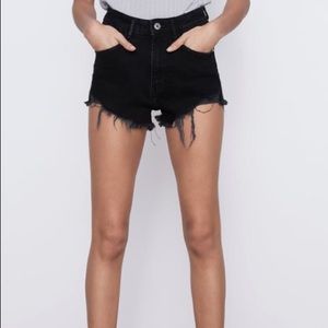 Zara high rise black denim cutoff shorts